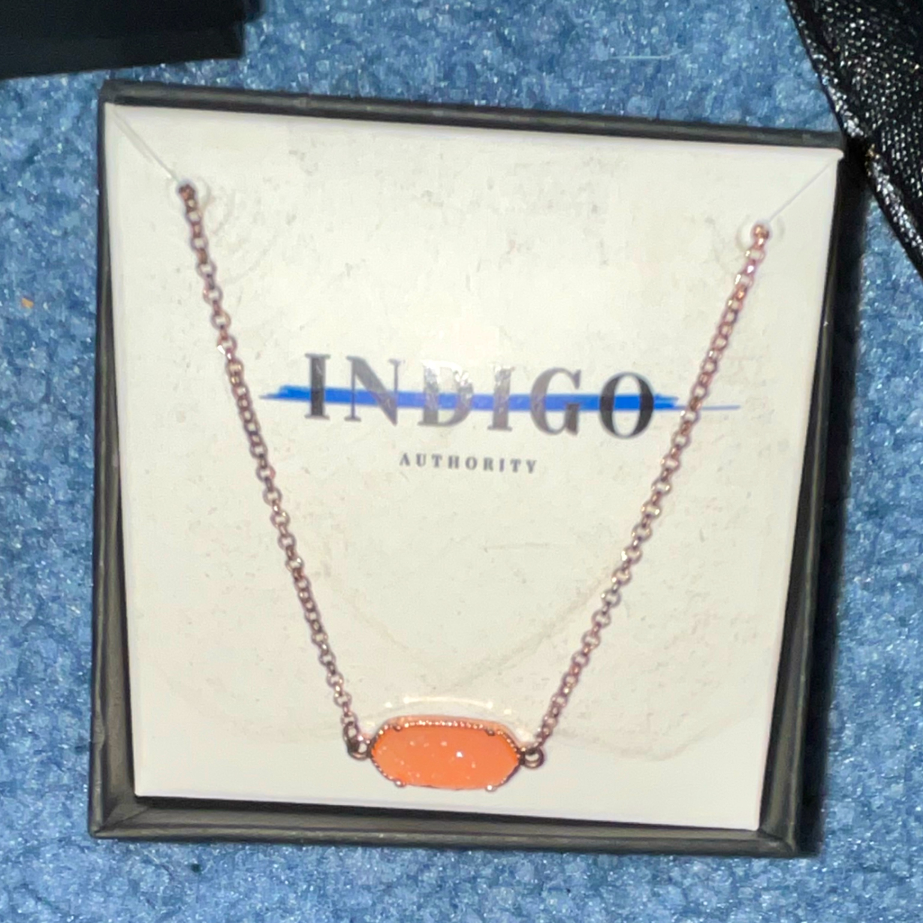 Indigo Authority Crystal Necklace Brand New Never Worn